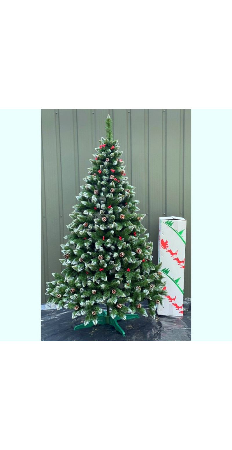 Елка Элитная 1,5 м с шишками и красной калиной 