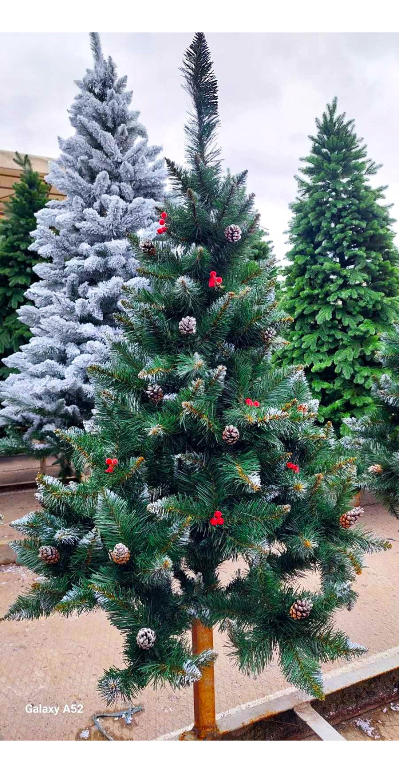 Елка Элитная 1,3 м с шишками и красной калиной