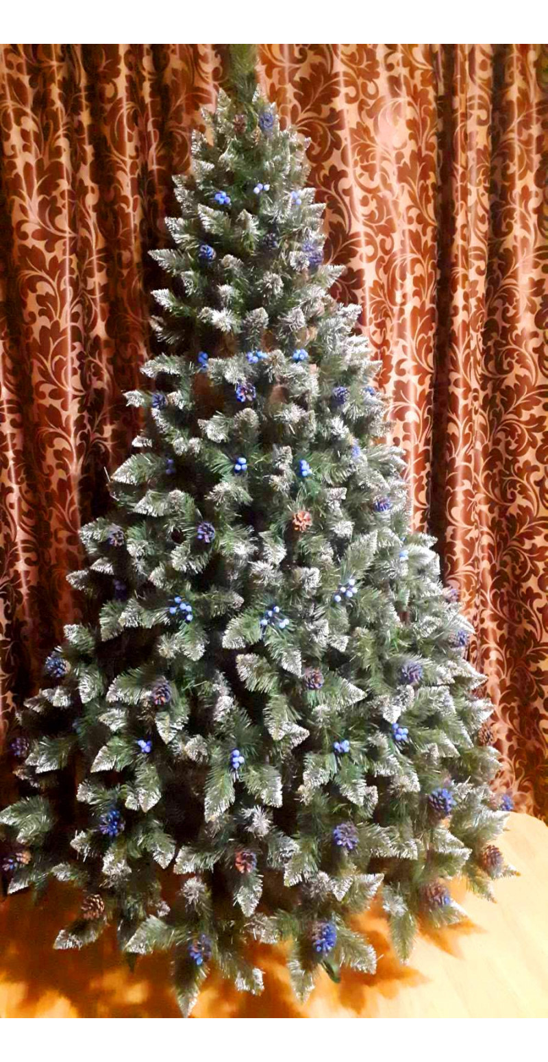 Елка Элитная 2 м с шишками и синей калиной