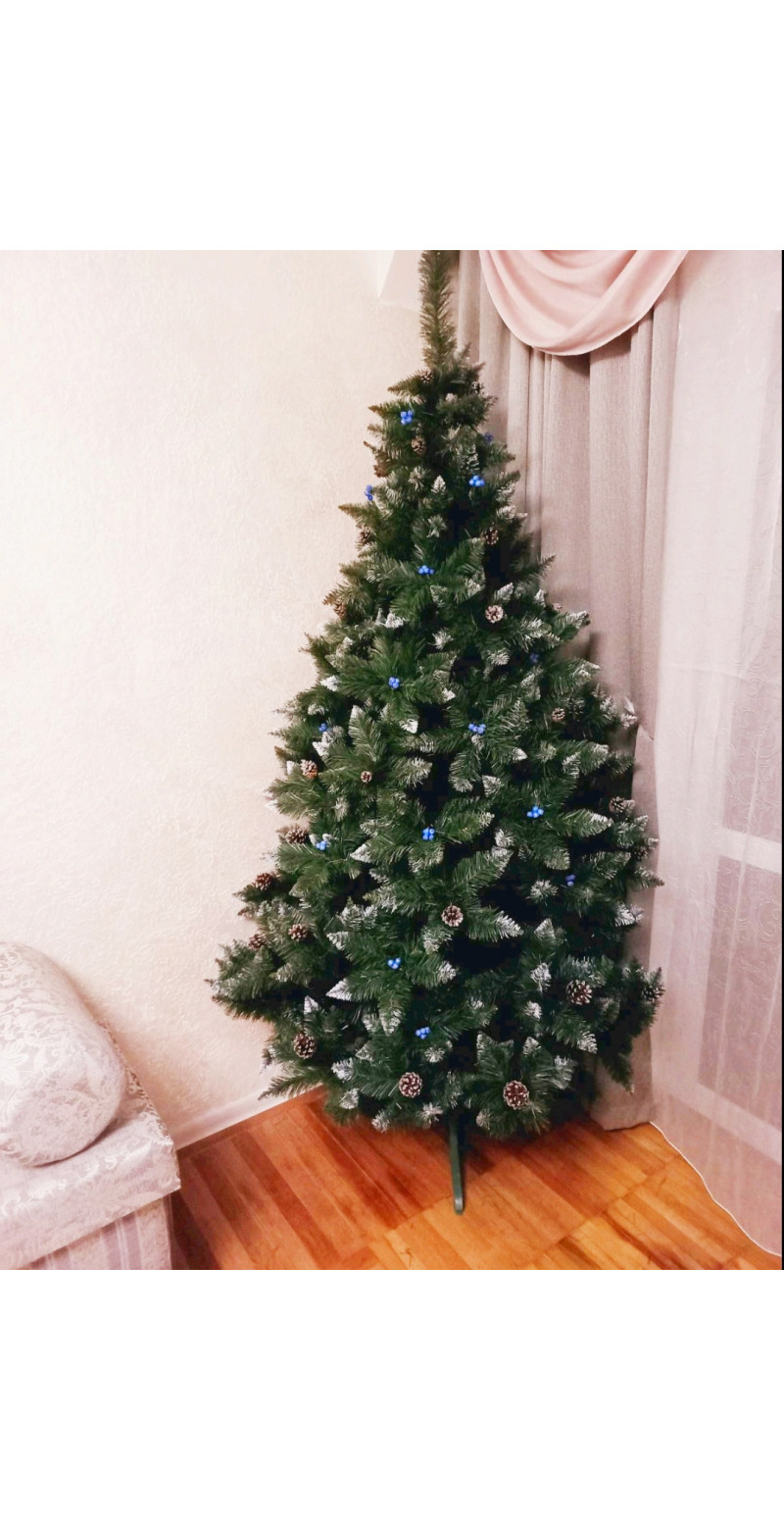 Елка Элитная 2 м с шишками и синей калиной