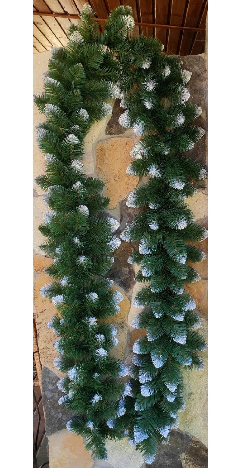 Хвойная гирлянда с белыми кончиками 2 м ,30 см в диаметре