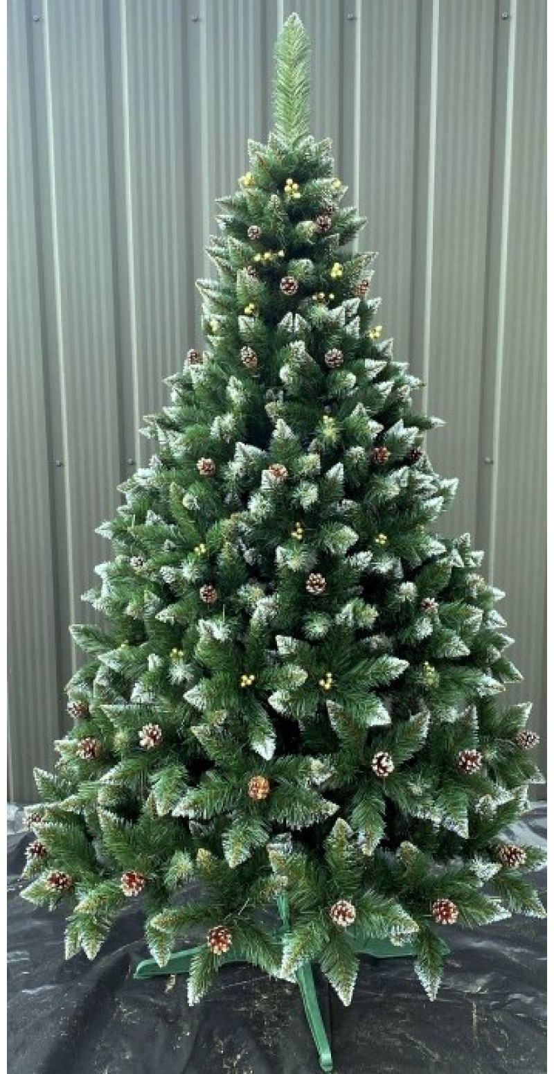 Елка Элитная 1,8 м с шишками и золотой калиной