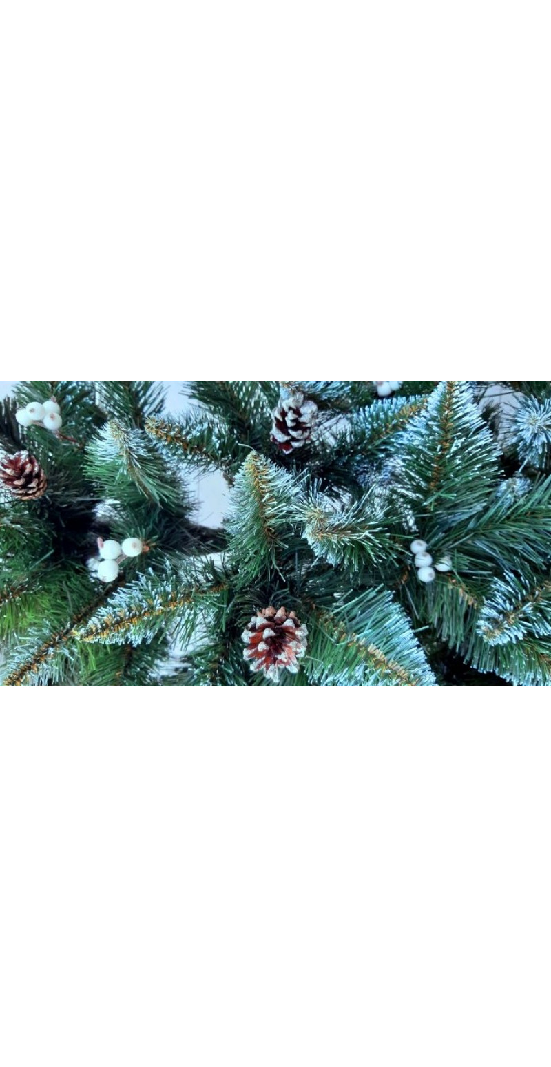 Елка Элитная белый кончик с шишками и с белой калиной 1,8 м