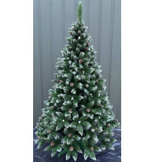 Елка Элитная белый кончик с шишками и с белой калиной 1,8 м