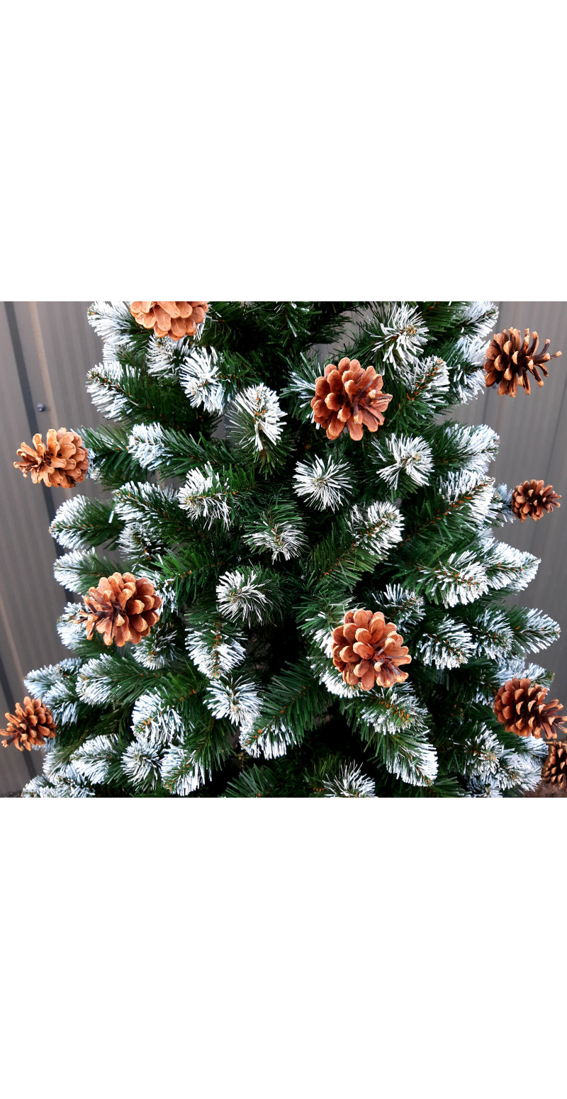 Елка искусственная Элитная белый кончик с натуральными шишками 1,8 м