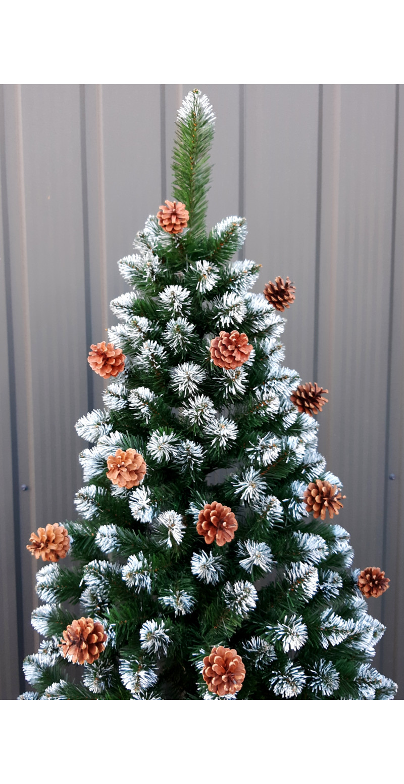 Елка искусственная Элитная белый кончик с натуральными шишками 1,8 м