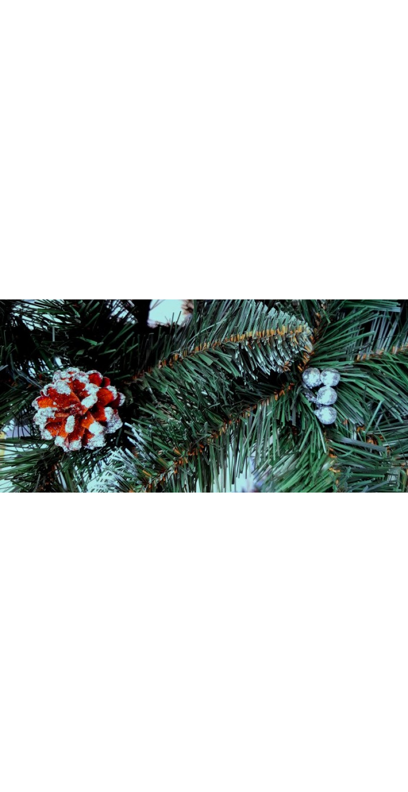 Елка  Элитная 1,8 м с шишками и серебристой калиной