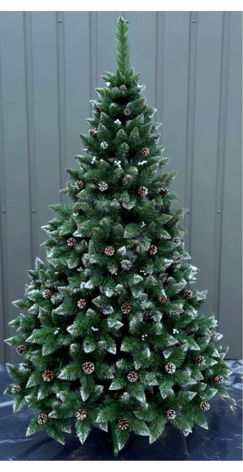 Елка  Элитная 1,8 м с шишками и серебристой калиной