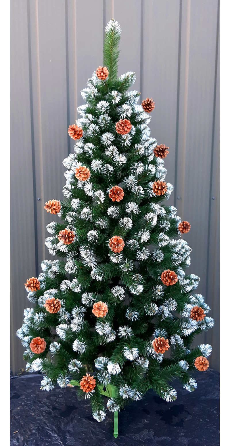 Елка искусственная Элитная белый кончик с натуральными шишками 1,8 м