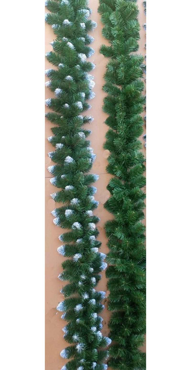 Хвойная гирлянда с белыми кончиками 2 м ,30 см в диаметре