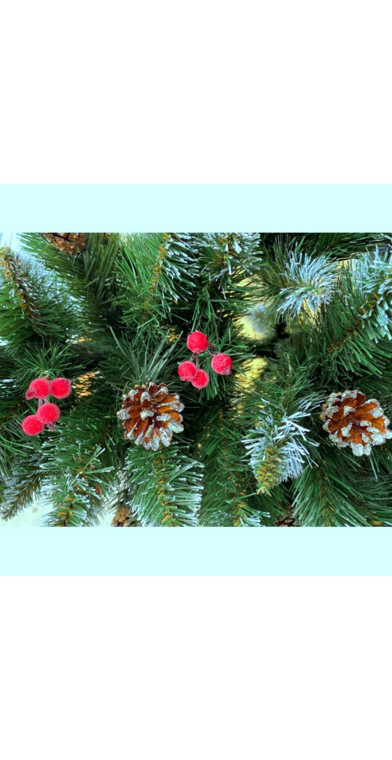 Елка Элитная  2,2 м с шишками и красной калиной